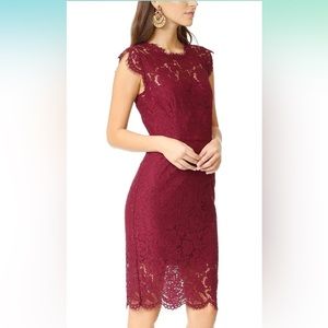 Red Sleeveless Lace Floral Cocktail Dress Knee Length Size Medium